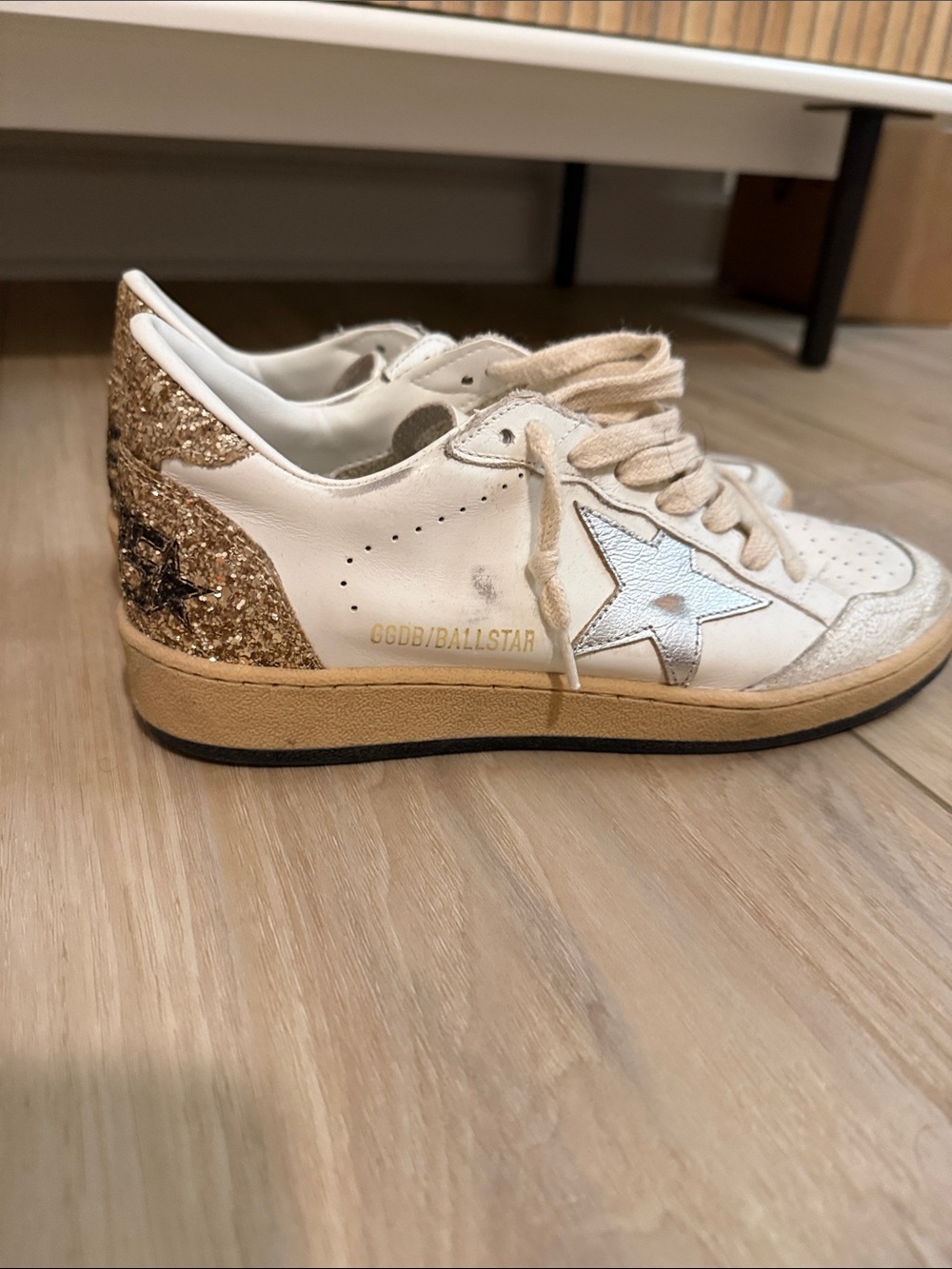 Golden Goose Glitter Heel Women's Sneaker - White & Gold